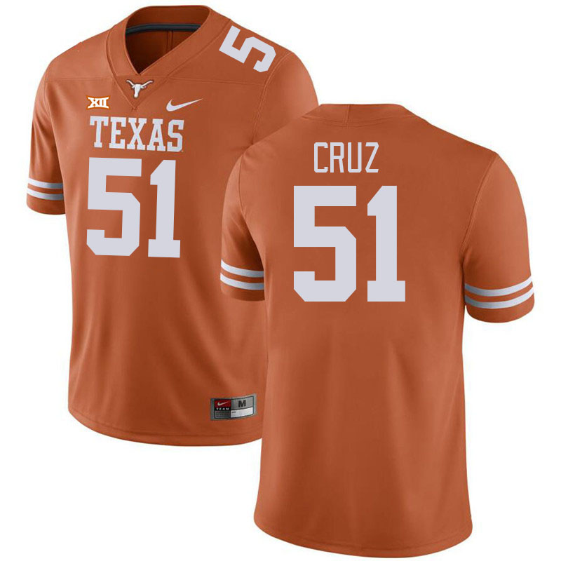 Men #51 Daniel Cruz Texas Longhorns College Football Jerseys Stitched-Orange